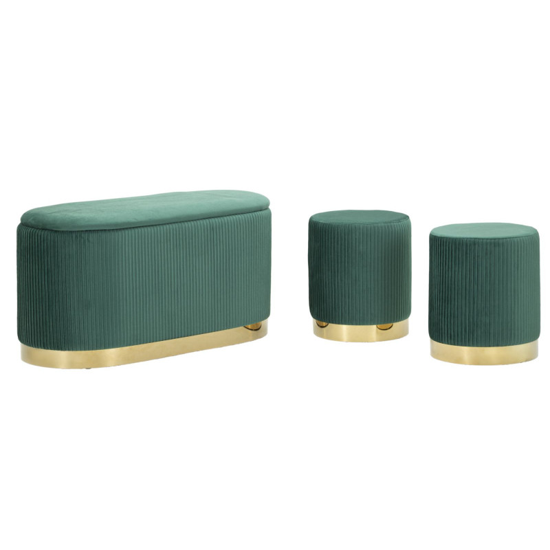 PANCA C/CONTENITORE E SGABELLI SHOPY VERDE SET 3 PZ CM 80X37X42-29X35 