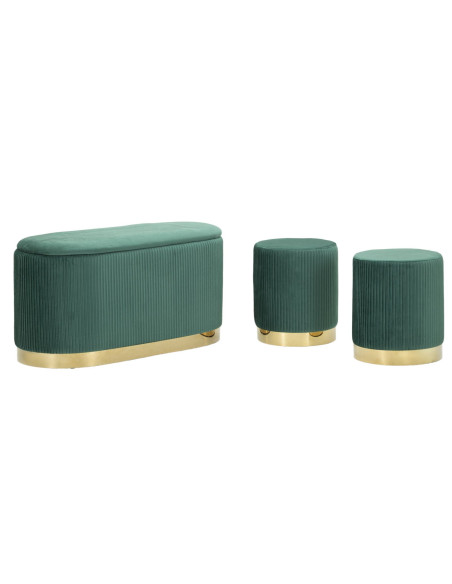 PANCA C/CONTENITORE E SGABELLI SHOPY VERDE SET 3 PZ CM 80X37X42-29X35 