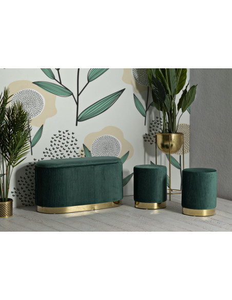 PANCA C/CONTENITORE E SGABELLI SHOPY VERDE SET 3 PZ CM 80X37X42-29X35 
