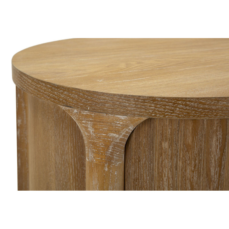 Table de chevet scandinave chic Ovale 2 tiroirs Bois de sapin Bois MDF Marron Métal Doré Goteborg Mauro Ferretti - 11