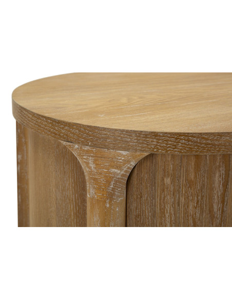 Table de chevet scandinave chic Ovale 2 tiroirs Bois de sapin Bois MDF Marron Métal Doré Goteborg Mauro Ferretti - 11