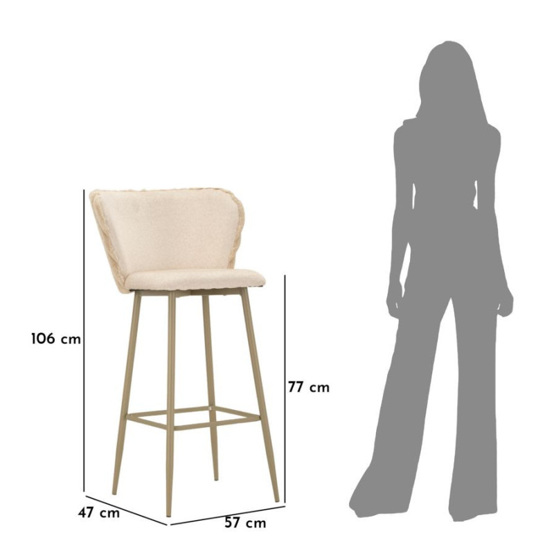 SGABELLO BAR ALASKA -B- CREMA SET 2 PZ CM 55X58X106 (ALTEZZA SEDUTA CM 77) 