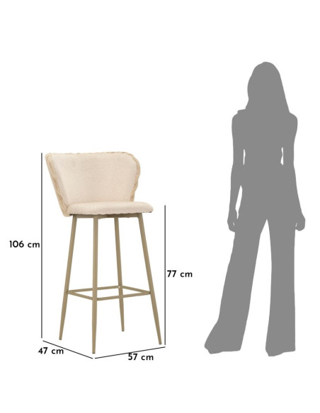 SGABELLO BAR ALASKA -B- CREMA SET 2 PZ CM 55X58X106 (ALTEZZA SEDUTA CM 77) 