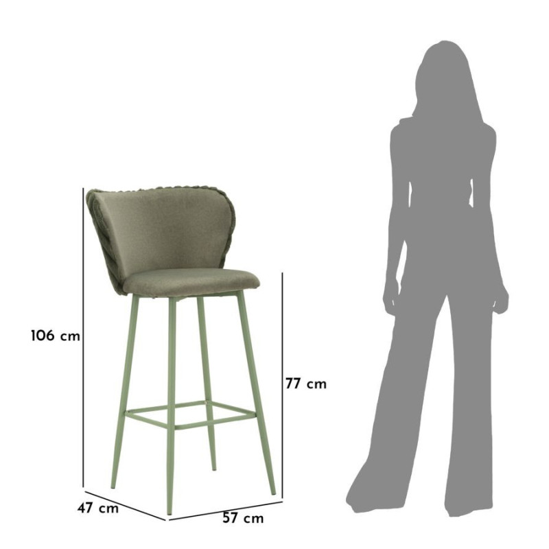 SGABELLO BAR ALASKA -B- VERDE SET 2 PZ CM 55X58X106 (ALTEZZA SEDUTA CM 77) 