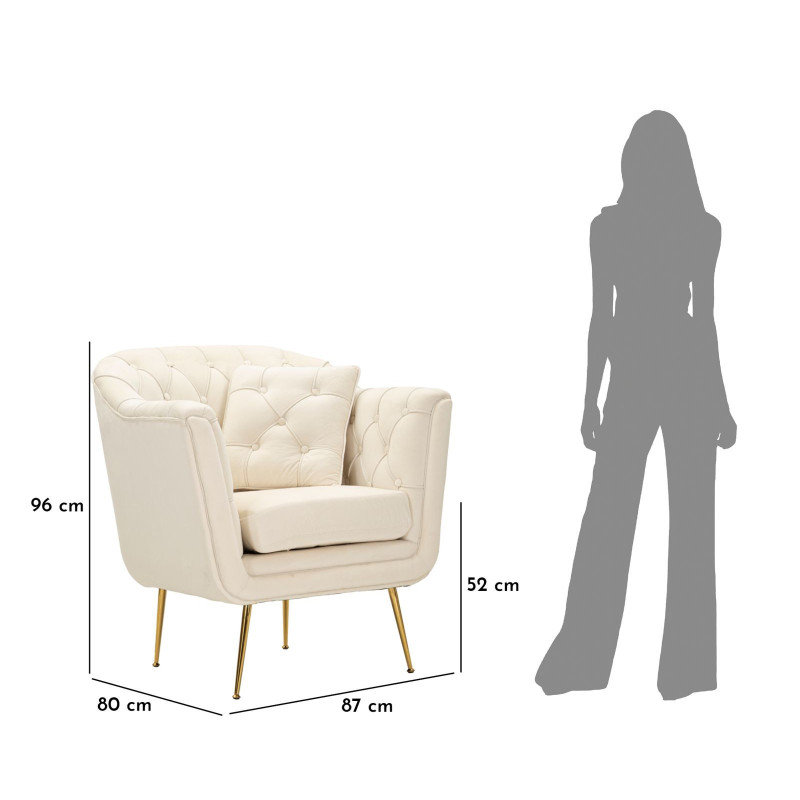 POLTRONA BUDAPEST CREMA C/CUSCINO CM 88X83X91 