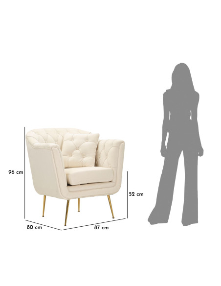 POLTRONA BUDAPEST CREMA C/CUSCINO CM 88X83X91 