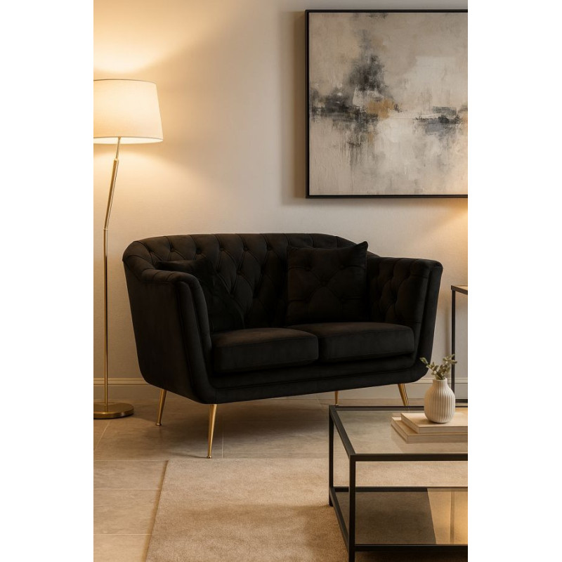 DIVANETTO BUDAPEST NERO C/CUSCINI CM 130X83X91 