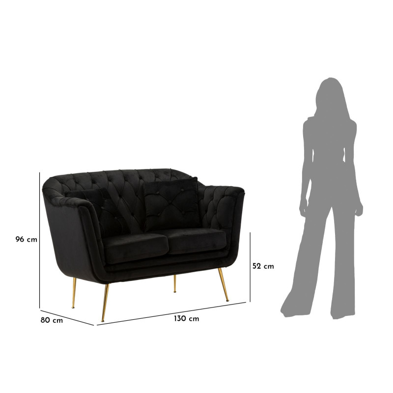 DIVANETTO BUDAPEST NERO C/CUSCINI CM 130X83X91 