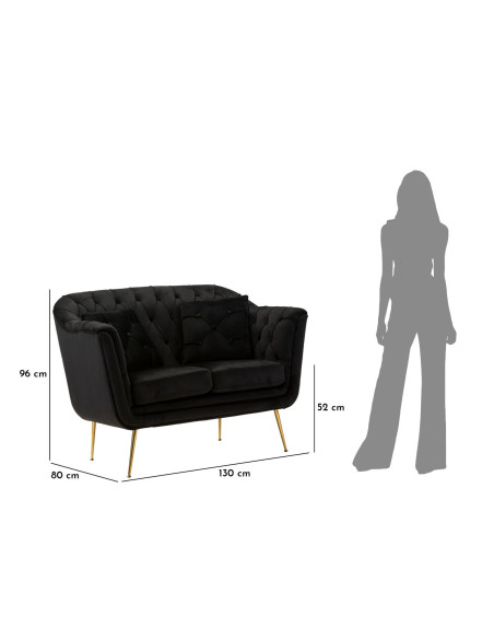 DIVANETTO BUDAPEST NERO C/CUSCINI CM 130X83X91 