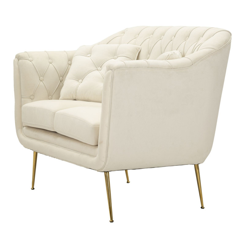 DIVANETTO BUDAPEST CREMA C/CUSCINI CM 130X83X91 