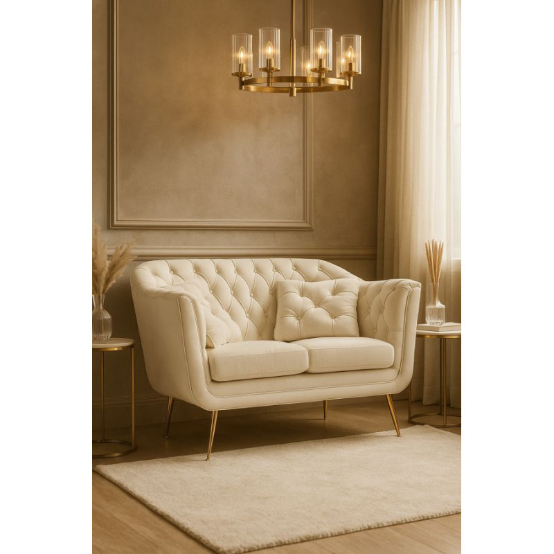 DIVANETTO BUDAPEST CREMA C/CUSCINI CM 130X83X91 