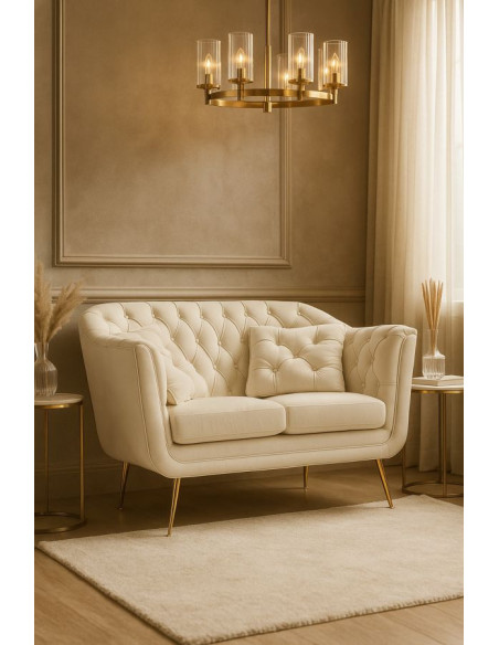 DIVANETTO BUDAPEST CREMA C/CUSCINI CM 130X83X91 