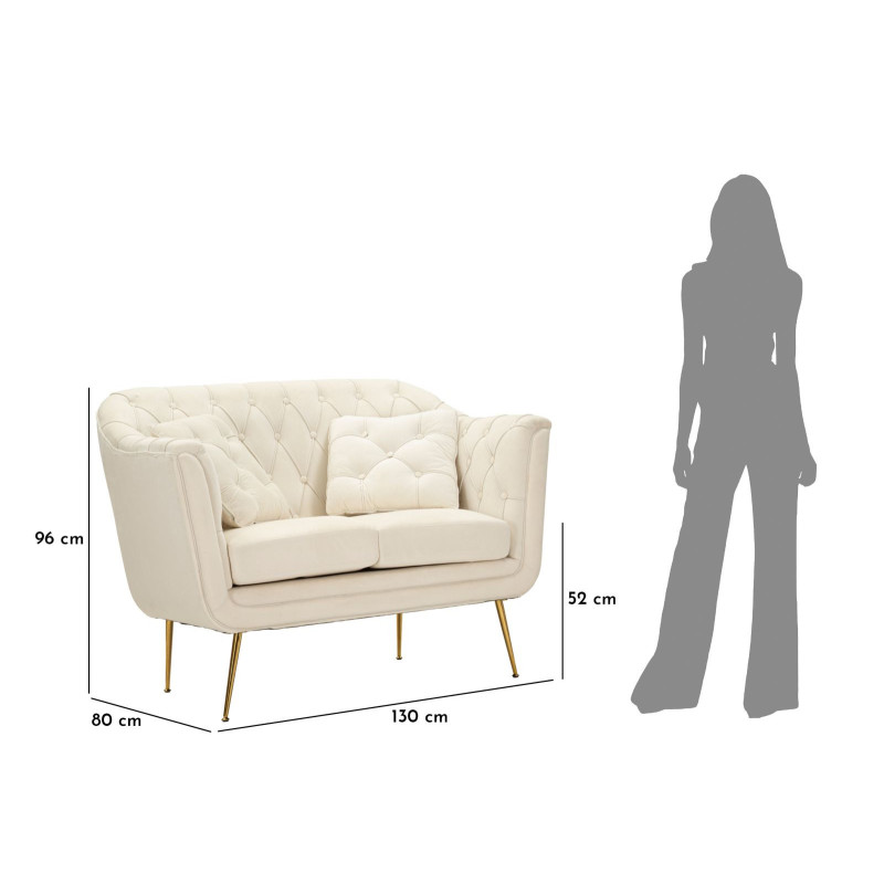 DIVANETTO BUDAPEST CREMA C/CUSCINI CM 130X83X91 