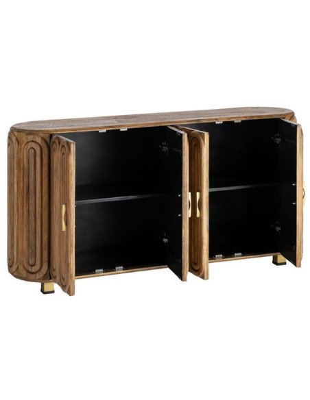 Grand Buffet design Art déco Bas 4 portes 152 cm Bois de manguier Naturel Arcéo