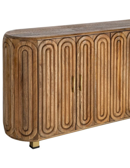 Grand Buffet design Art déco Bas 4 portes 152 cm Bois de manguier Naturel Arcéo