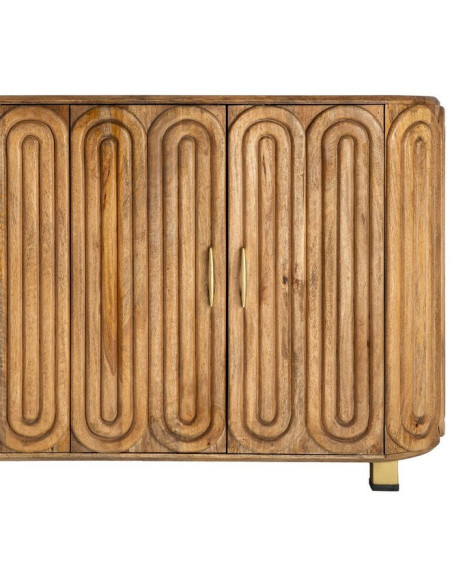 Grand Buffet design Art déco Bas 4 portes 152 cm Bois de manguier Naturel Arcéo