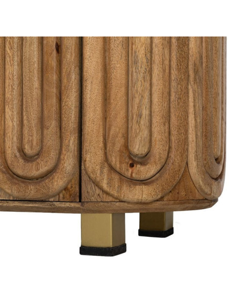 Grand Buffet design Art déco Bas 4 portes 152 cm Bois de manguier Naturel Arcéo