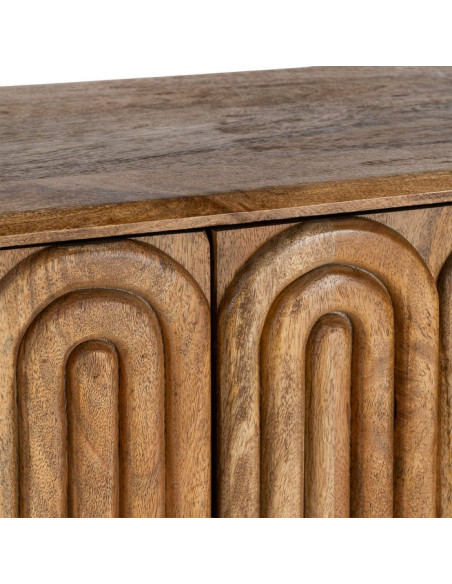 Grand Buffet design Art déco Bas 4 portes 152 cm Bois de manguier Naturel Arcéo
