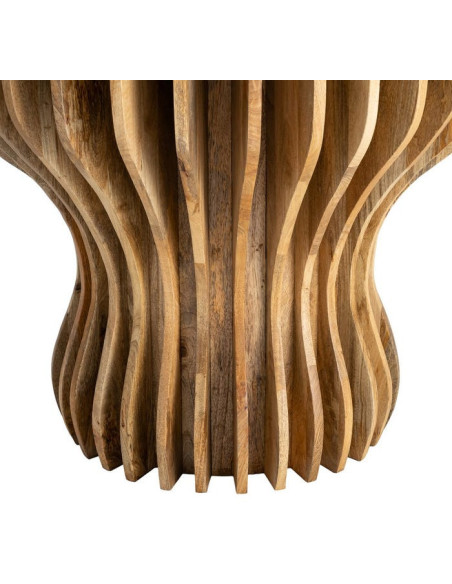 Console design Demi lune 92 cm Marbre Beige Bois de manguier Naturel Stréo