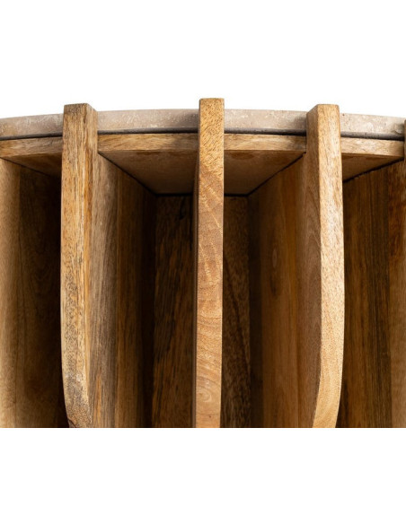 Console design Demi lune 92 cm Marbre Beige Bois de manguier Naturel Stréo