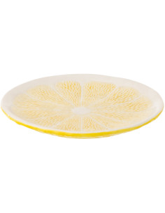 Assiette à dessert style provençal Citron Ronde 19 cm Dolomite Jaune Blanc Grumyo 
