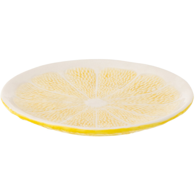 Assiette à dessert style provençal Citron Ronde 19 cm Dolomite Jaune Blanc Grumyo 