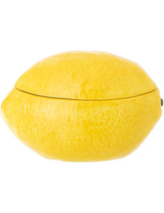 Boîte déco style provençal Citron 14 cm Dolomite Jaune Blanc Grumyo 