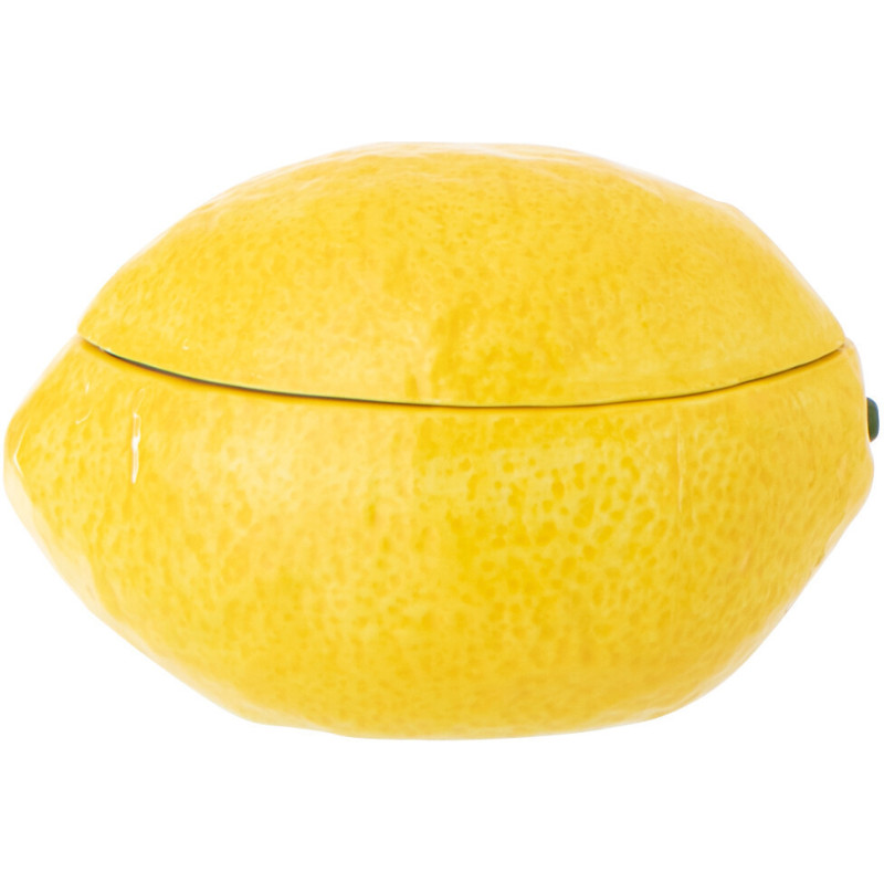 Boîte déco style provençal Citron 14 cm Dolomite Jaune Blanc Grumyo 