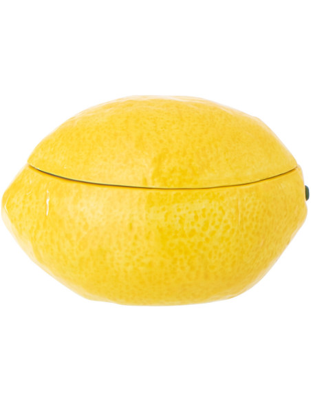 Boîte déco style provençal Citron 14 cm Dolomite Jaune Blanc Grumyo 
