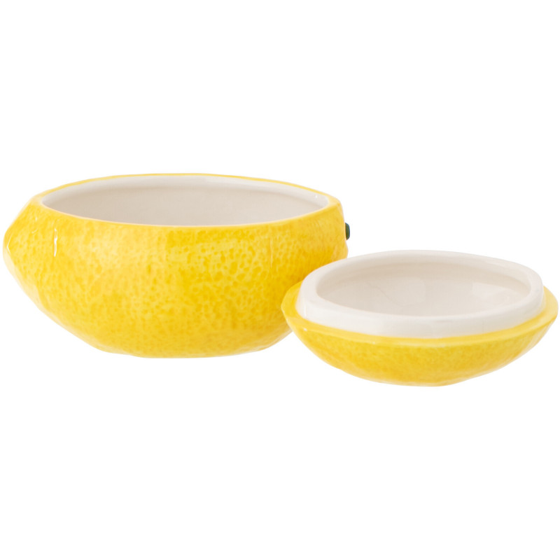 Boîte déco style provençal Citron 14 cm Dolomite Jaune Blanc Grumyo 