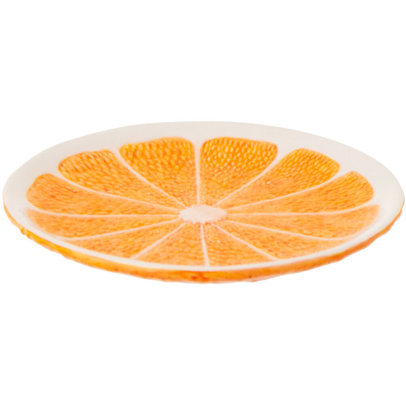 Assiette à dessert style provençal Orange Ronde 19 cm Dolomite Orange Blanc Grumyo 
