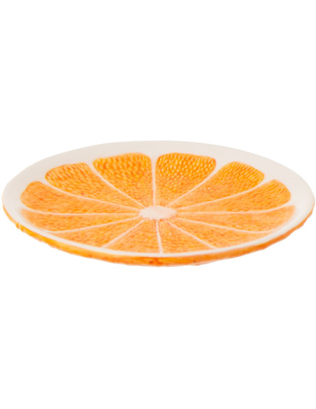 Assiette à dessert style provençal Orange Ronde 19 cm Dolomite Orange Blanc Grumyo 