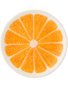 Assiette à dessert style provençal Orange Ronde 19 cm Dolomite Orange Blanc Grumyo 