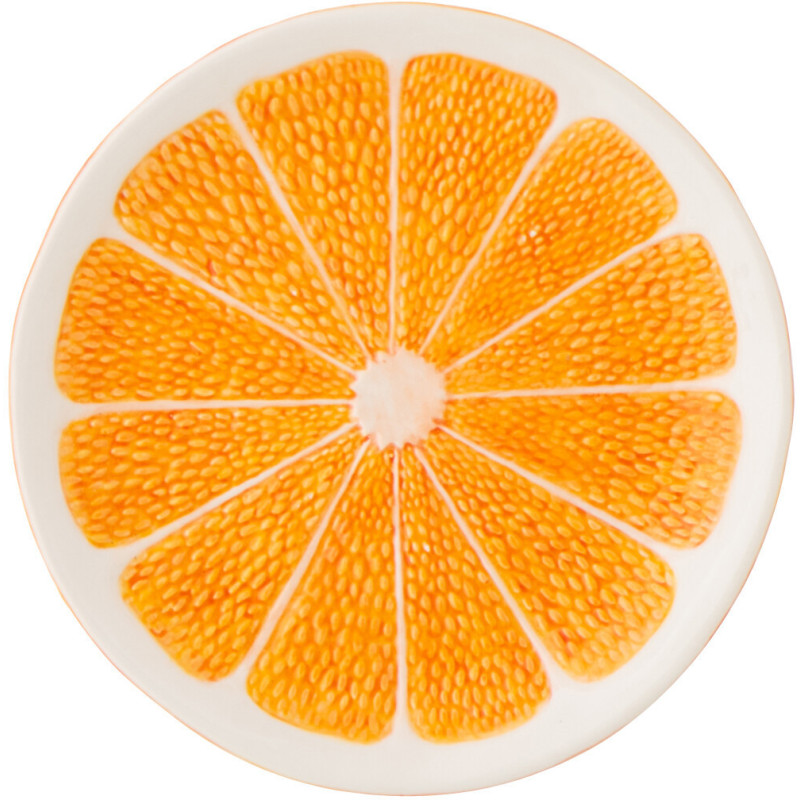 Assiette à dessert style provençal Orange Ronde 19 cm Dolomite Orange Blanc Grumyo 