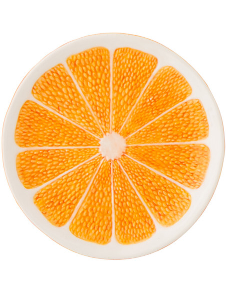 Assiette à dessert style provençal Orange Ronde 19 cm Dolomite Orange Blanc Grumyo 