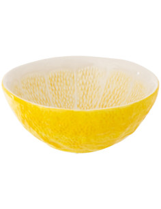 Bol style provençal Citron Ronde 15 cm Dolomite Jaune Blanc Grumyo 
