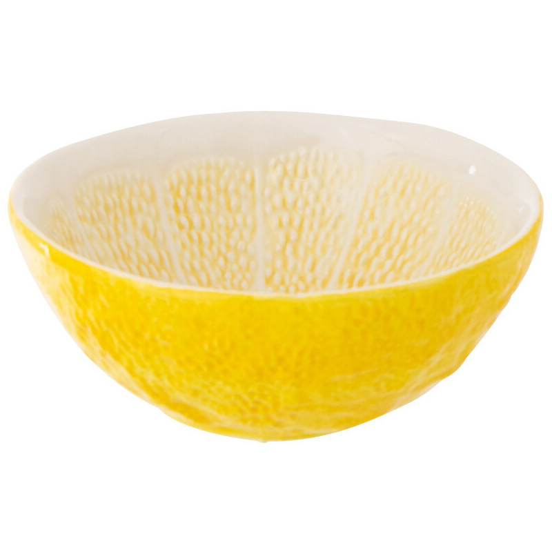 Bol style provençal Citron Ronde 15 cm Dolomite Jaune Blanc Grumyo 