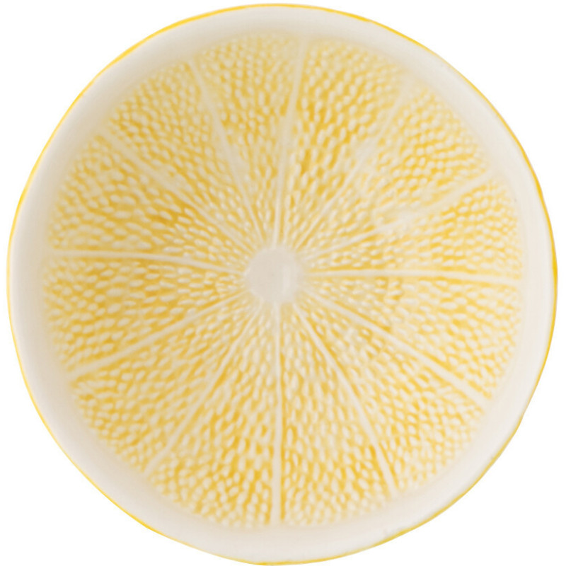 Bol style provençal Citron Ronde 15 cm Dolomite Jaune Blanc Grumyo 