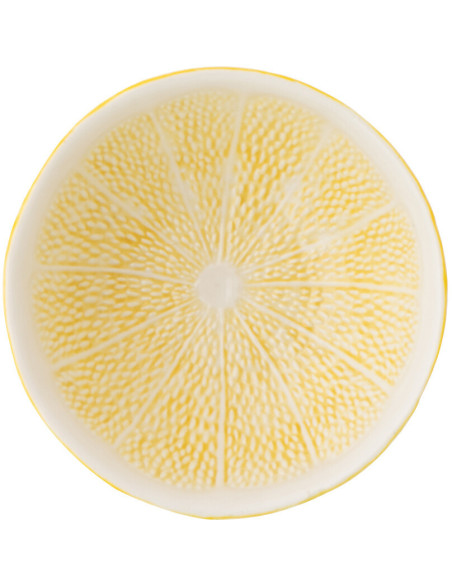 Bol style provençal Citron Ronde 15 cm Dolomite Jaune Blanc Grumyo 