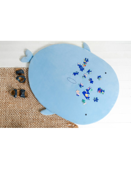 Grand Tapis de jeu réversible pour enfant Requin 80x100 Tissu Bleu clair Vert menthe Sharkidy 