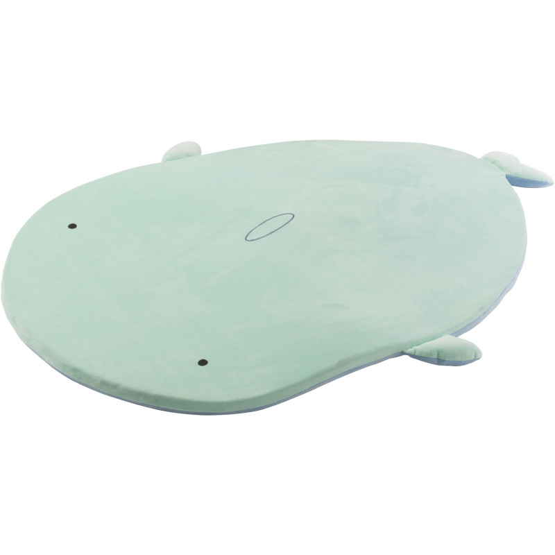 Grand Tapis de jeu réversible pour enfant Requin 80x100 Tissu Bleu clair Vert menthe Sharkidy 