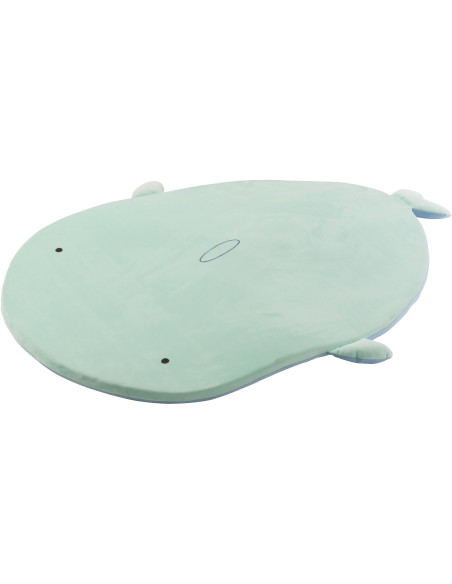 Grand Tapis de jeu réversible pour enfant Requin 80x100 Tissu Bleu clair Vert menthe Sharkidy 