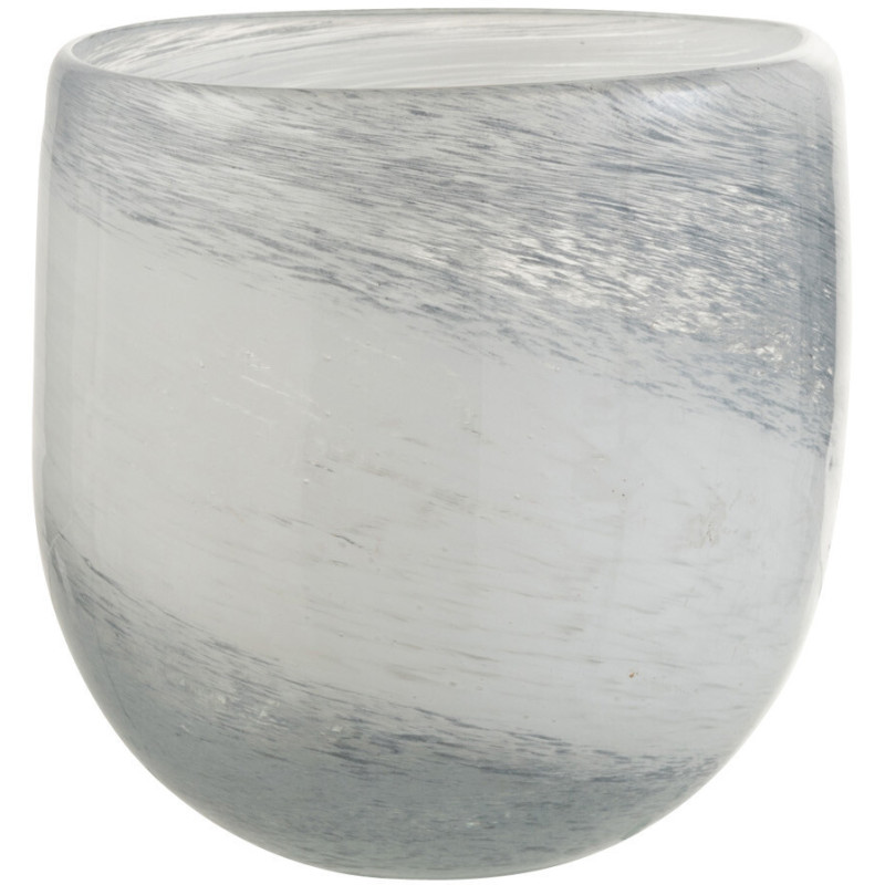 Photophore style bord de mer D 10 cm Verre Blanc Bleu Denim 