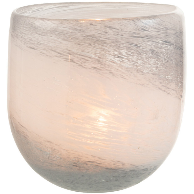 Photophore style bord de mer D 10 cm Verre Blanc Bleu Denim 