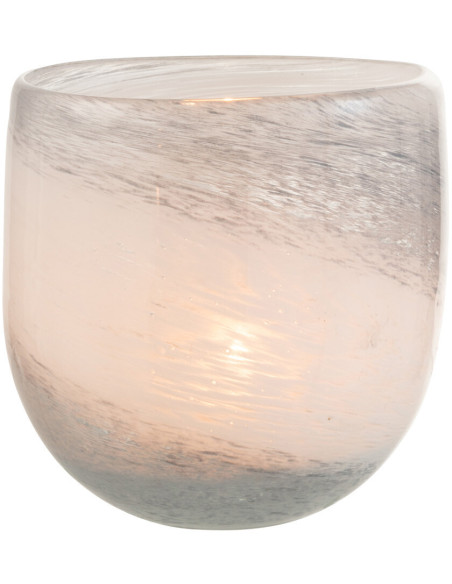 Photophore style bord de mer D 10 cm Verre Blanc Bleu Denim 