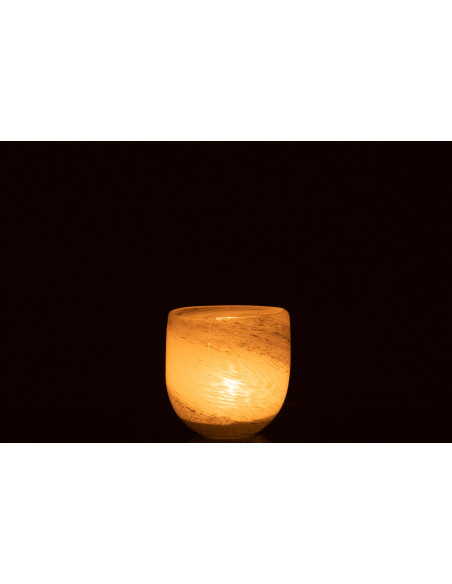 Photophore style bord de mer D 10 cm Verre Blanc Bleu Denim 