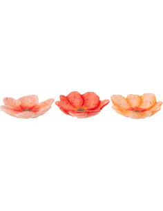 Lot de 3 Vide-poches déco Fleurs 13 cm Dolomite Orange Rouge Pêche Bohésia 
