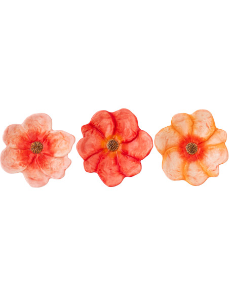 Lot de 3 Vide-poches déco Fleurs 13 cm Dolomite Orange Rouge Pêche Bohésia 