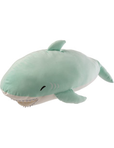 Grande Peluche XXL Requin Sourire 90 cm Tissu Vert menthe Blanc Sharkidy 