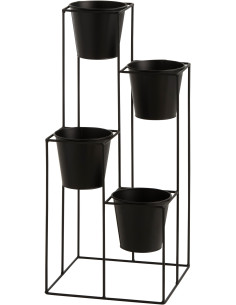 Étagère à plantes design 4 Cache-pots Métal Noir Gardilio 